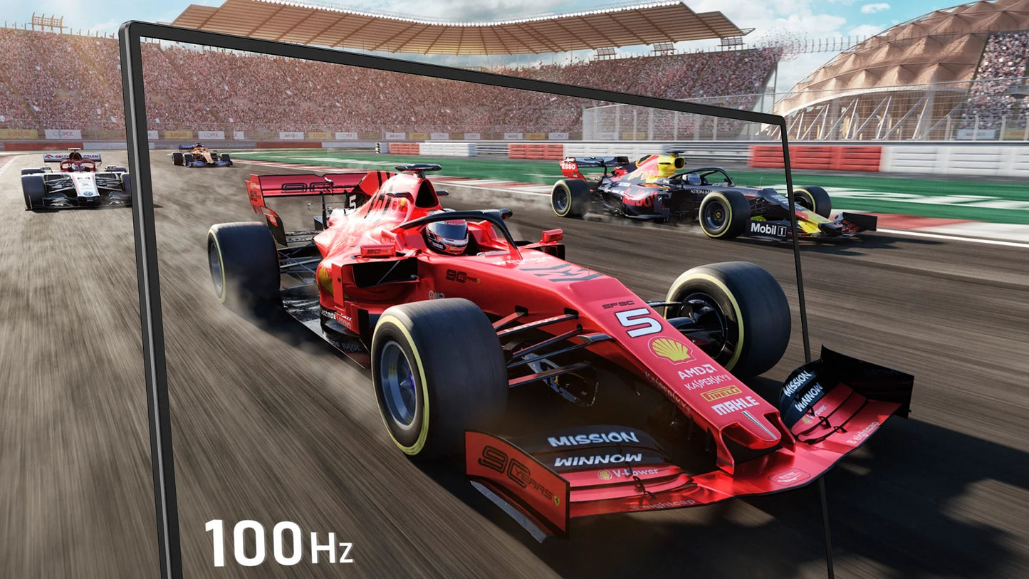 Een 23,8-inch gaming-monitor met 100Hz refreshrate en 1080p resolutie, uitgerust met HDR en 100% sRGB kleuraccuraatheid, ideaal voor gamers en creatie