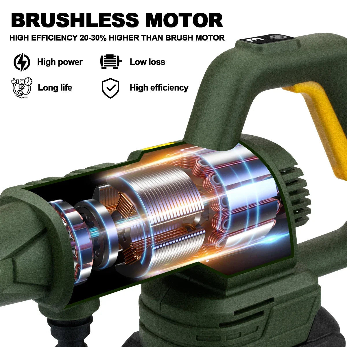 Groene Gisam elektrische carwash met BL-motor en 598V lithium-ion batterij, uitgerust met 6-in-1 nozzle en digitale display, ideaal voor professioneel