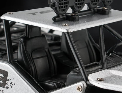 ZWN Rock climber, een zwarte 4WD RC-afstandbediening met goudkleurige velgen en zichtbare schokdempers, geschikt voor off-road avonturen en steile hel