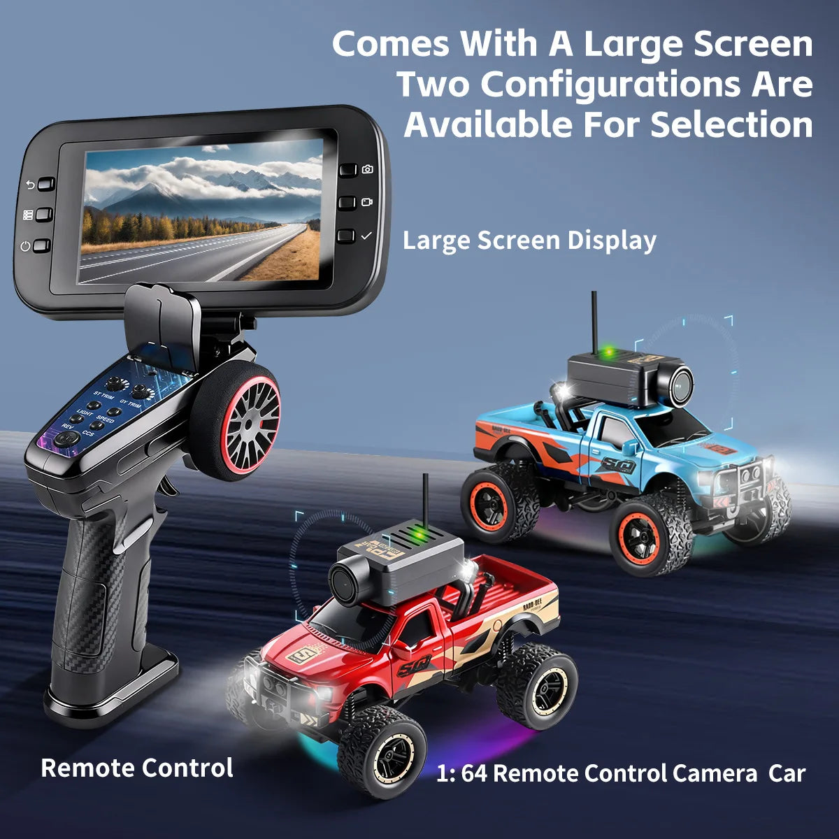 Rode 1:64 schaal RC off-road pick-up met camera en VR-bril ondersteuning, geschikt voor speelgoed en avontuurlijke terreinverkenning met app-besturing