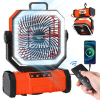 Comnox - Campingentilator - Krachtige oplaadbare ventilator met LED-lamp - 20.000 mAh batterij - 15-19 uur continu gebruik - 4 windsnelheden - 32,87 ft bereik