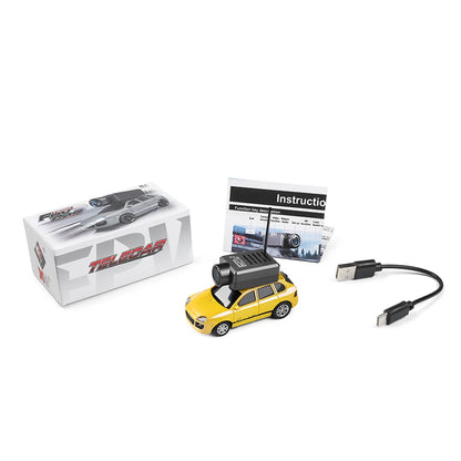 Zilveren, gele en roze 1/64 schaalmodelauto’s met zwarte camera’s en antennes op het dak, geschikt voor speelgoed- en educatieve toepassingen. - Foto 