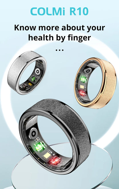Een gouden en zwarte slimme ring met zichtbare sensorcomponenten, geplaatst in een zwarte opbergdoos. Perfect voor technologie-geïnteresseerde gebruikers die een stijlvolle smartwatch willen dragen. - Foto 13