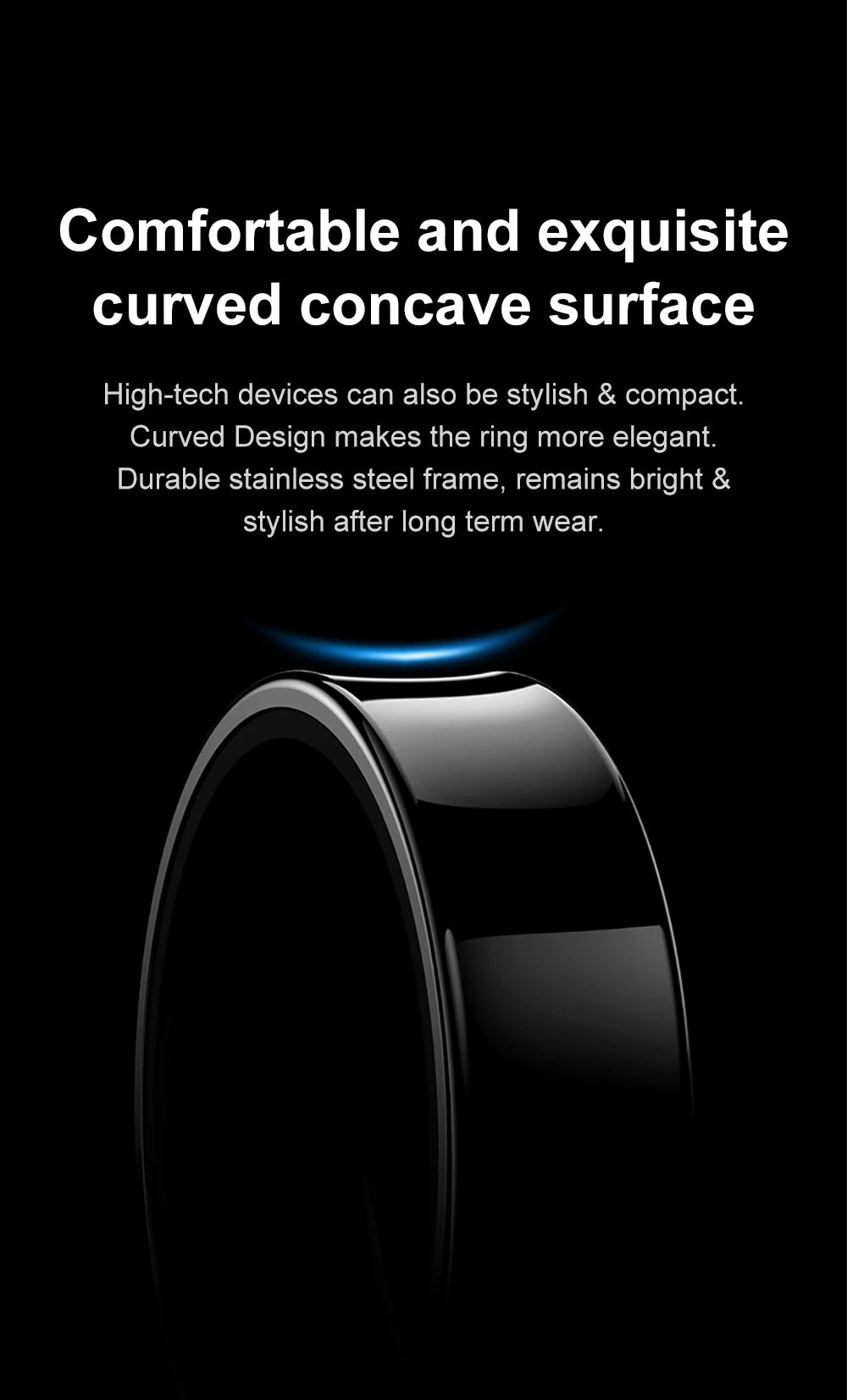 Zwart COLMi slimme ring met glanzend metaal en zichtbare LED’s, geleverd met een compacte oplader. Ideaal voor technologie-geïnteresseerde gebruikers die een futuristisch accessoire zoeken. - Foto 12