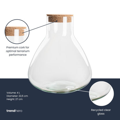 Terrarium bottle 'Sammie' with cork - Closed terrarium Ø 22.5 cm ↑ 27 cm