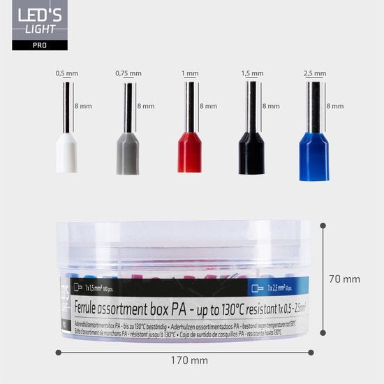 Adelhulzen assortiment set - 5 maten van 0.5mm² tot 2.5mm² - 400 stuks