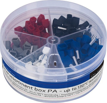 Adereindhulzen assortiment set - 5 maten van 0.5mm² tot 2.5mm² -  dubbele draad hulzen - 225 Stuks