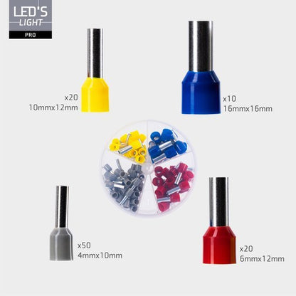 Adereindhulzen assortiment set - 5 Maten van 4mm² tot 16mm²- 225 Stuks