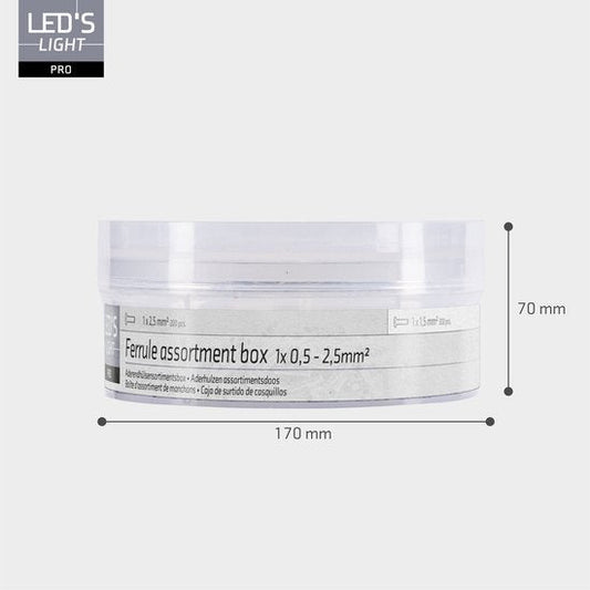 Aderhulzen assortiment set - 5 maten van 0.5mm² tot 2.5mm² - 1100 stuks