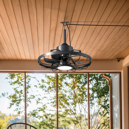 Comnox - All-weather plafondlamp met ventilator - Verlichting en verkoeling in één - Zwart