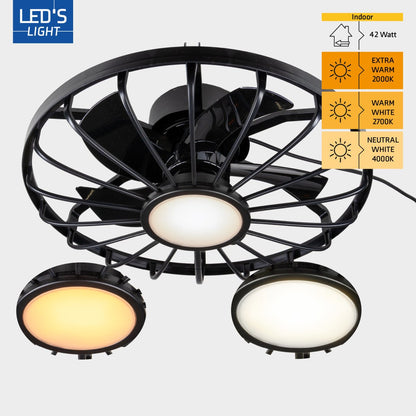 Comnox - All-weather plafondlamp met ventilator - Verlichting en verkoeling in één - Zwart
