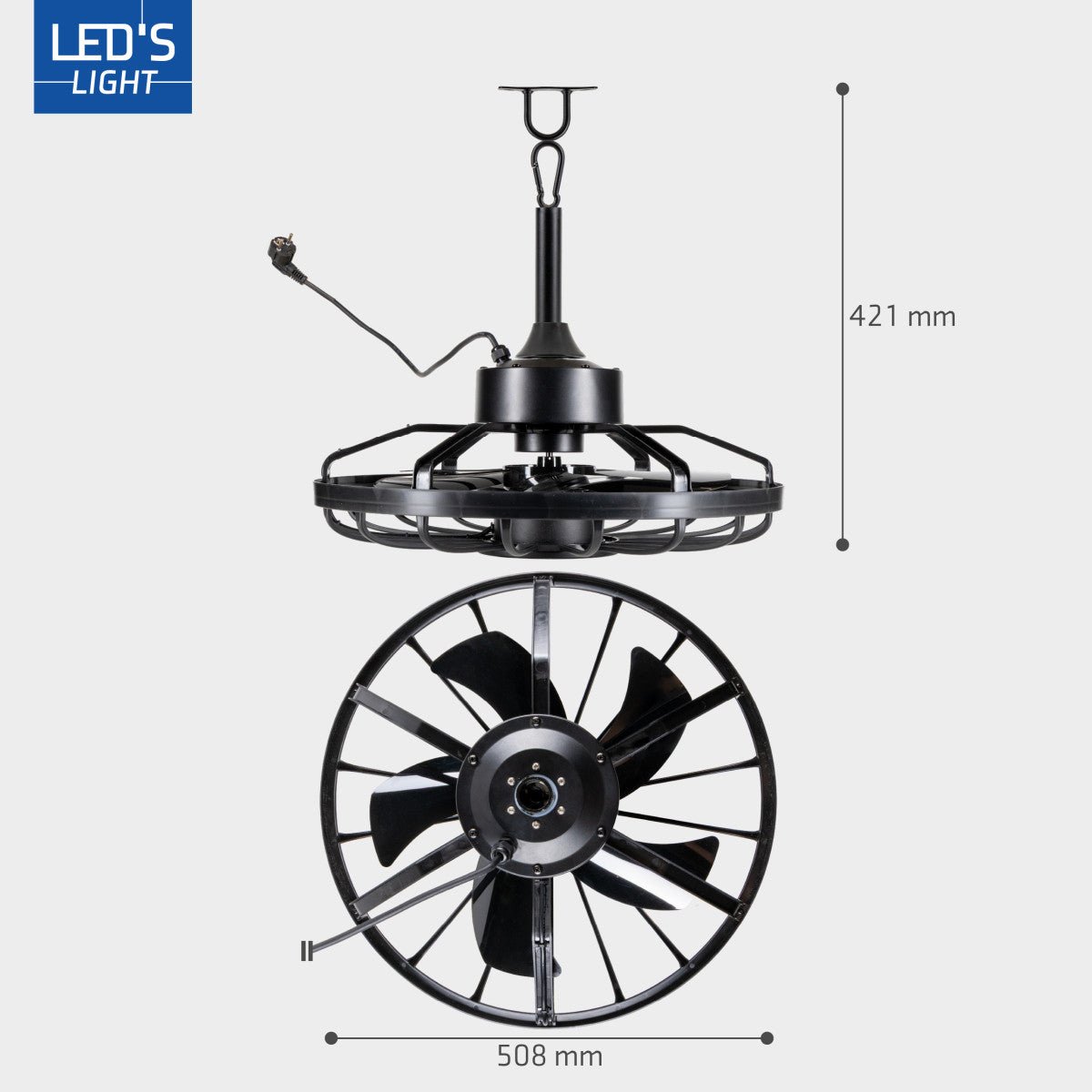 All-weather plafondlamp met ventilator – Ideaal voor veranda/overkapping en buiten/binnen ruimtes