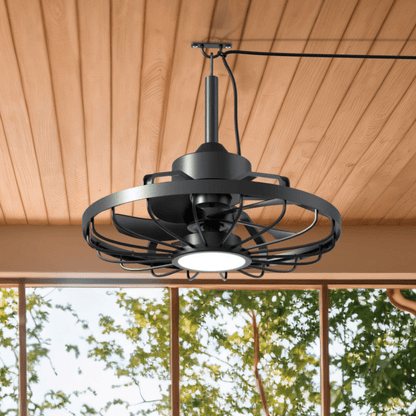 All-weather plafondlamp met ventilator – Ideaal voor veranda/overkapping en buiten/binnen ruimtes