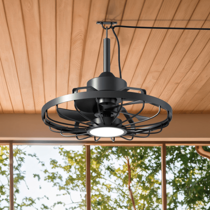 Comnox - All-weather plafondlamp met ventilator - Verlichting en verkoeling in één - Zwart