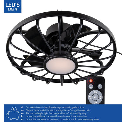 Comnox - All-weather plafondlamp met ventilator - Verlichting en verkoeling in één - Zwart