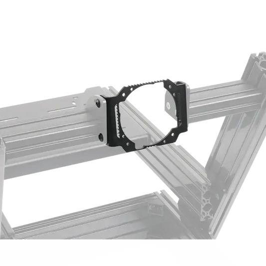 Zilverkleurige aluminium constructie met zwart montagescherm, geschikt voor 3D-printers en CNC-apparatuur. Robuust frame met zichtbare schroefverbindingen voor precisieprojecten.