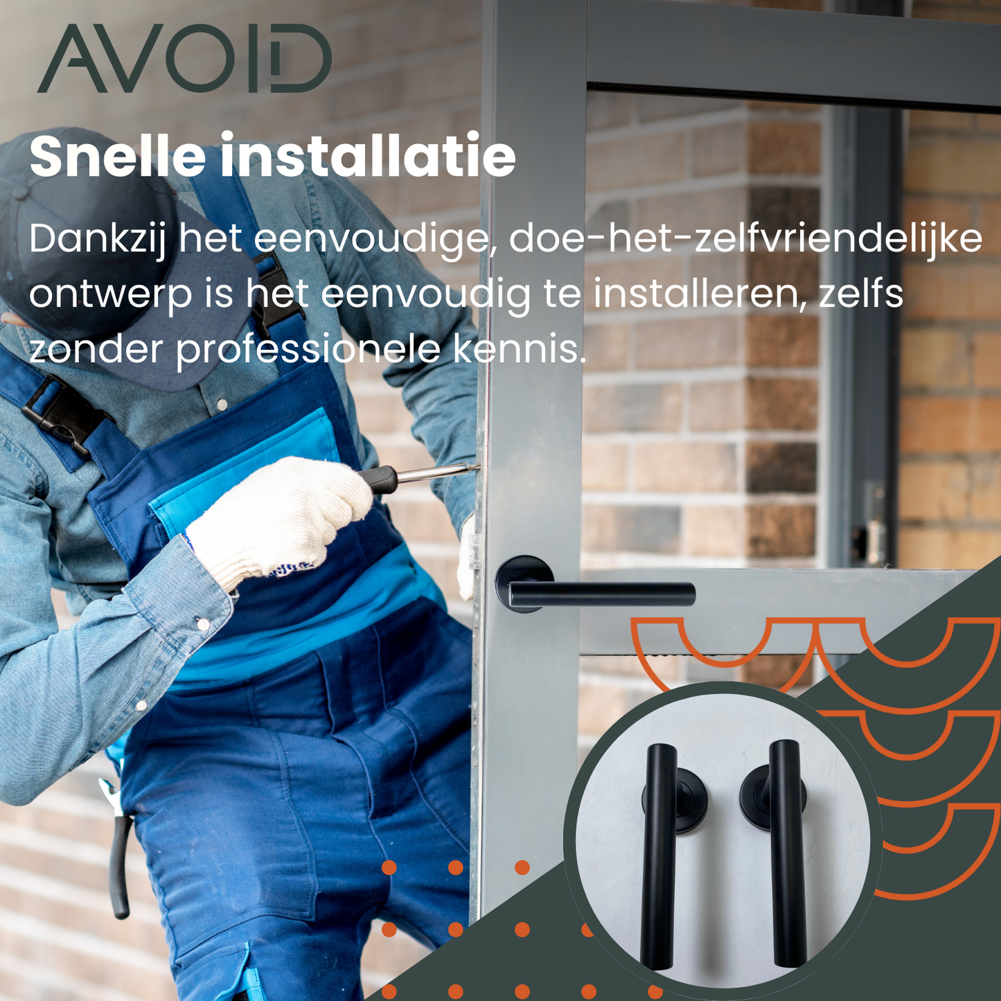 Zwart, mat afwerking met ronde handgrepen en ronde bevestigingsplaten. Geschikt voor moderne deuren en kasten, ideaal voor minimalistische interieurs.