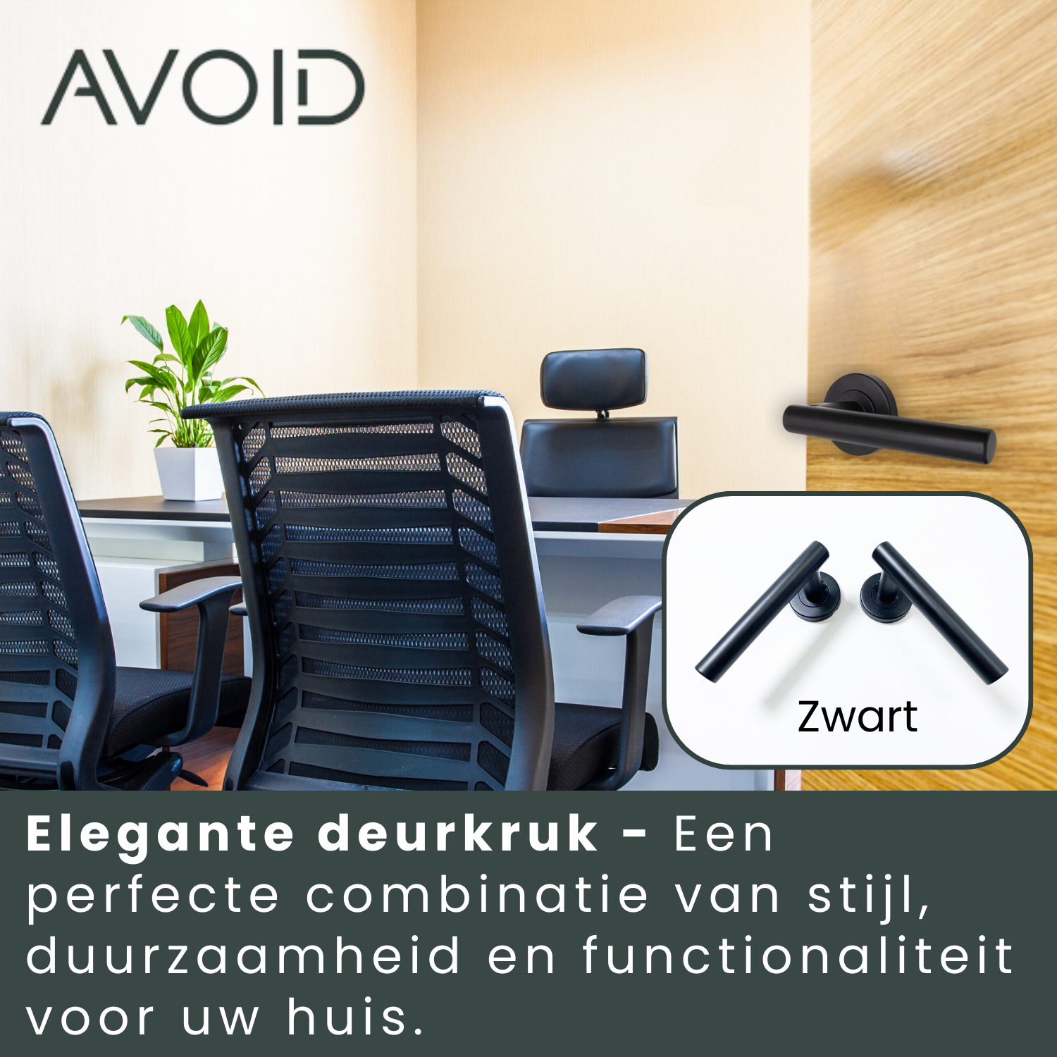 Zwarte, matte deurhandgrepen met cilindrische vorm en ronde bevestigingsplaten, geschikt voor moderne interieurstijlen. Ideaal voor minimalistische deuren of als accessoire in badkamers en keukens.