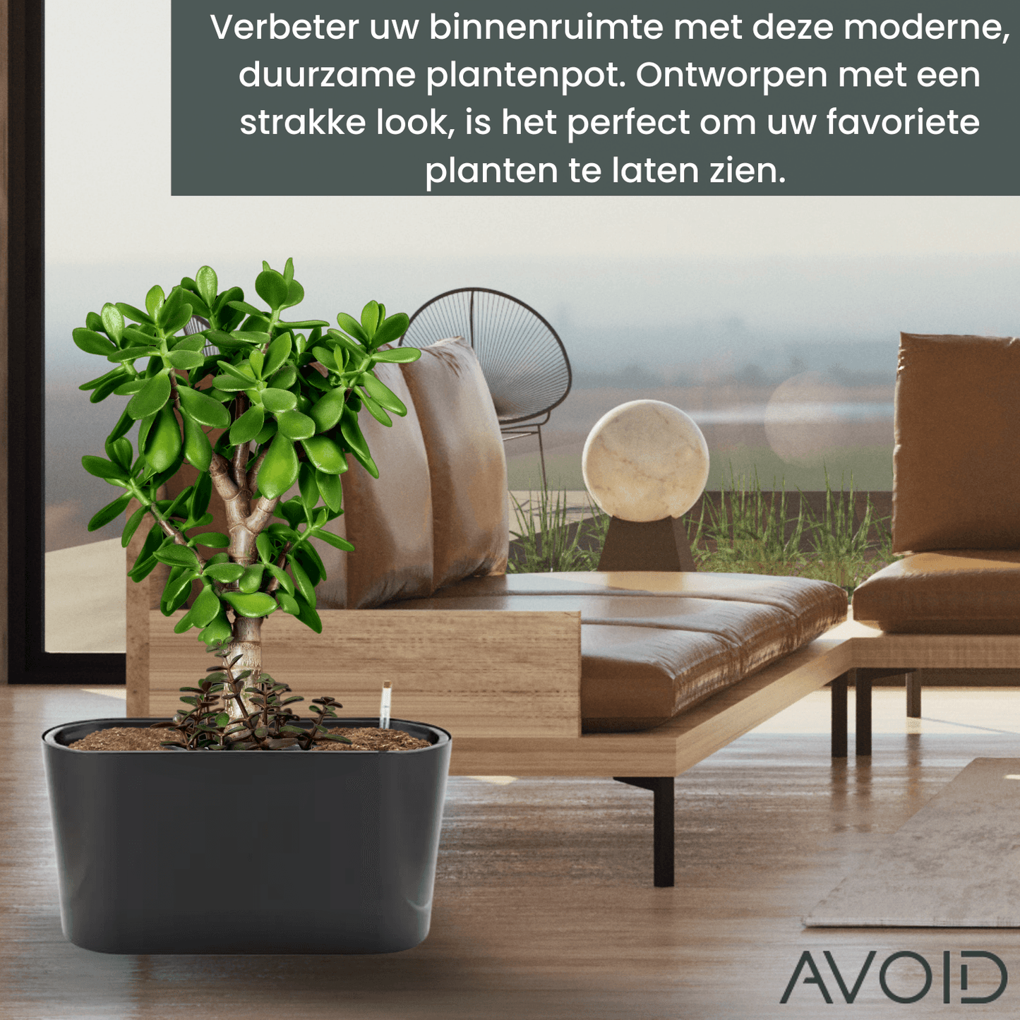 AVOID Oslo Collectie Plantenbak - Verplaatsbaar met Wielen - XL Zwart