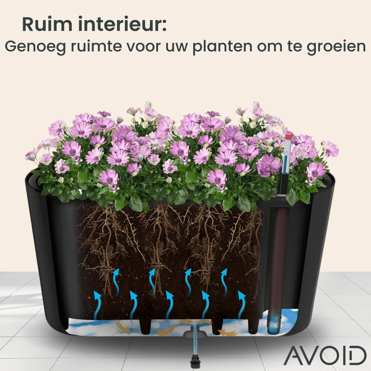AVOID Oslo Collectie Plantenbak - Verplaatsbaar met Wielen - XL Zwart