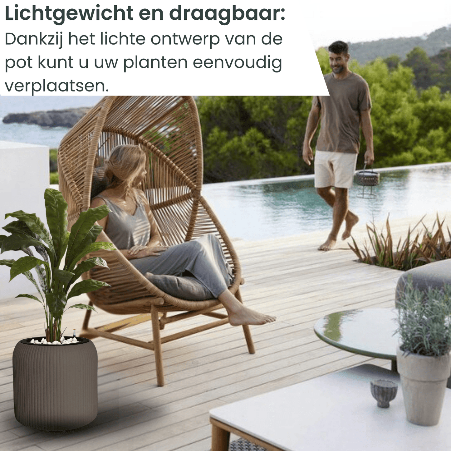 AVOID Slimme Bloempot Tuscany - Watergeefsysteem met Voedingsindicator - Maat M