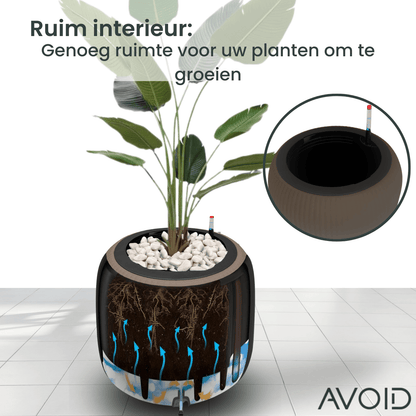 AVOID Slimme Bloempot Tuscany - Watergeefsysteem met Voedingsindicator - Maat M