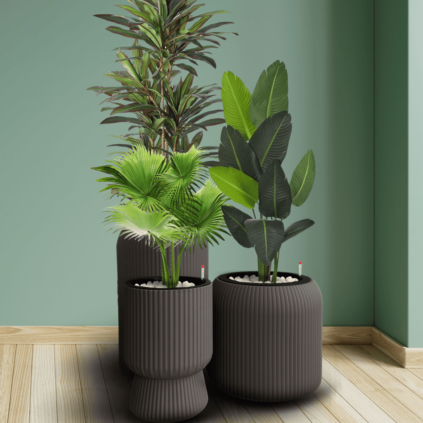 AVOID Tuscany bloempot met watergeefsysteem – khaki