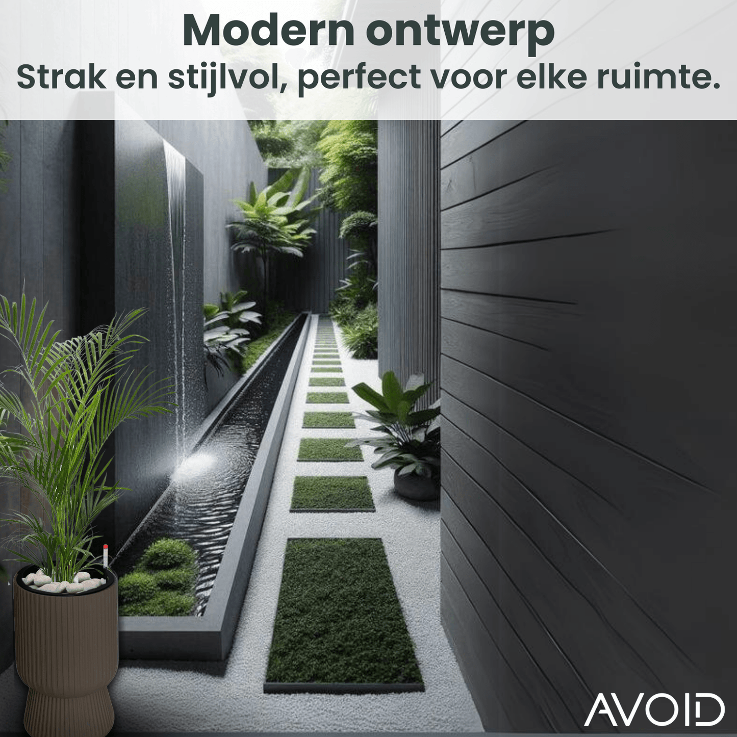 AVOID Tuscany bloempot met watergeefsysteem – khaki
