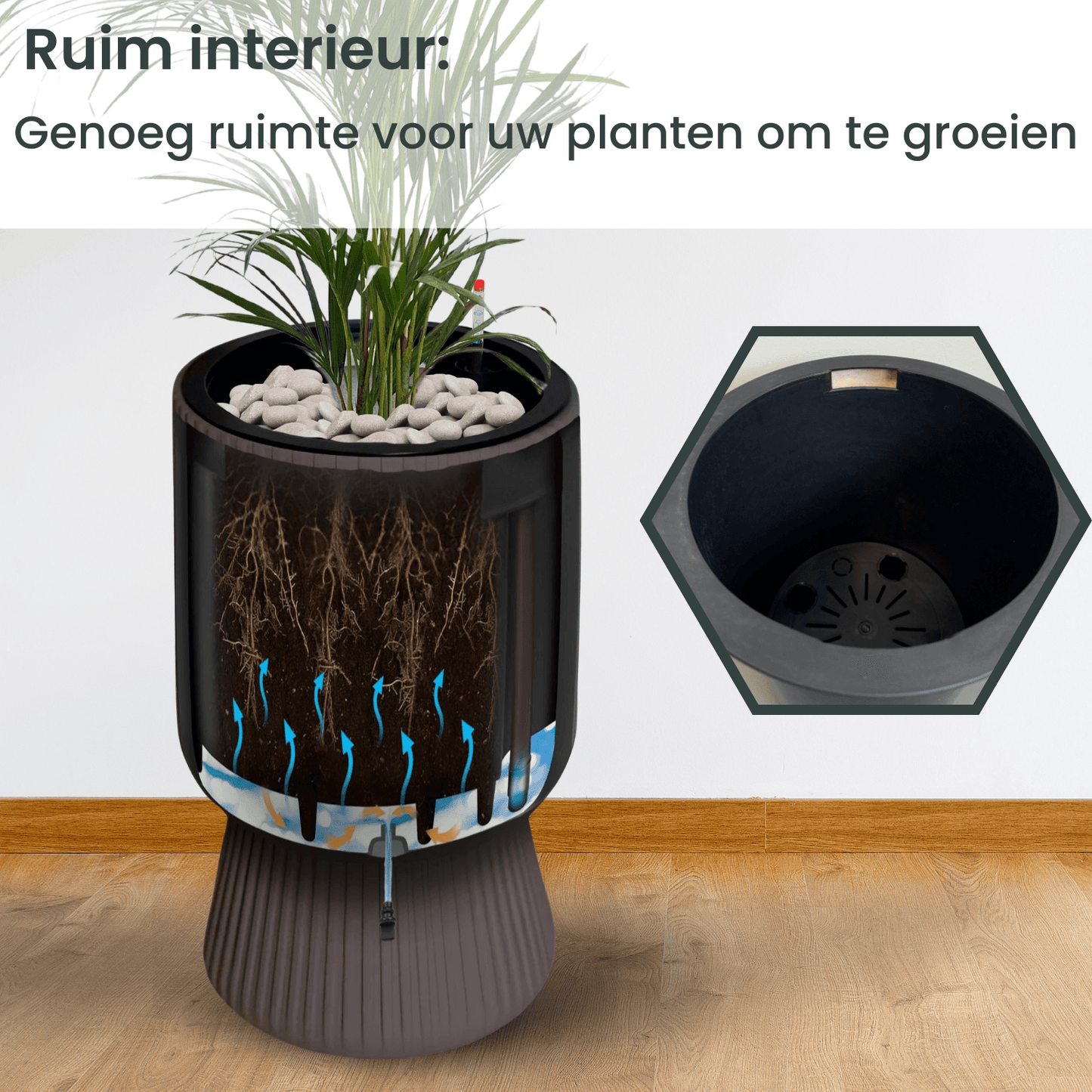 AVOID Tuscany bloempot met watergeefsysteem – khaki