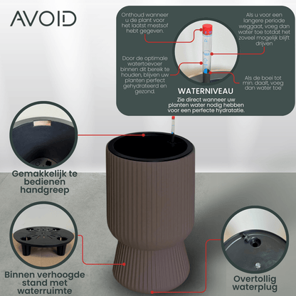 AVOID Tuscany bloempot met watergeefsysteem – khaki