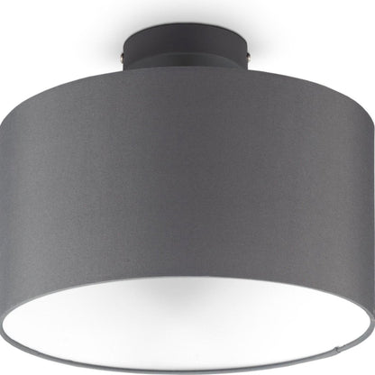 B.K.Licht - Decoratieve plafondlamp - Ø30cm - Grijs/wit - Metaal, hout en stof - Ronde plafonnière - E27 fitting - Excl. lichtbron