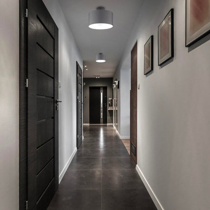 B.K.Licht - Decoratieve plafondlamp - Ø30cm - Grijs/wit - Metaal, hout en stof - Ronde plafonnière - E27 fitting - Excl. lichtbron