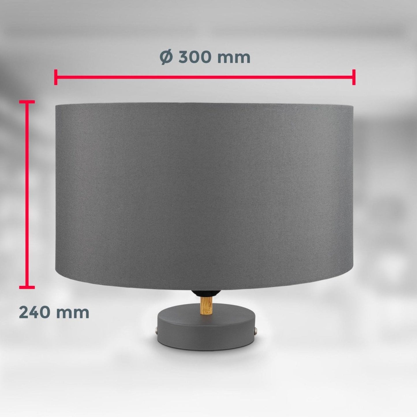 B.K.Licht - Decoratieve plafondlamp - Ø30cm - Grijs/wit - Metaal, hout en stof - Ronde plafonnière - E27 fitting - Excl. lichtbron