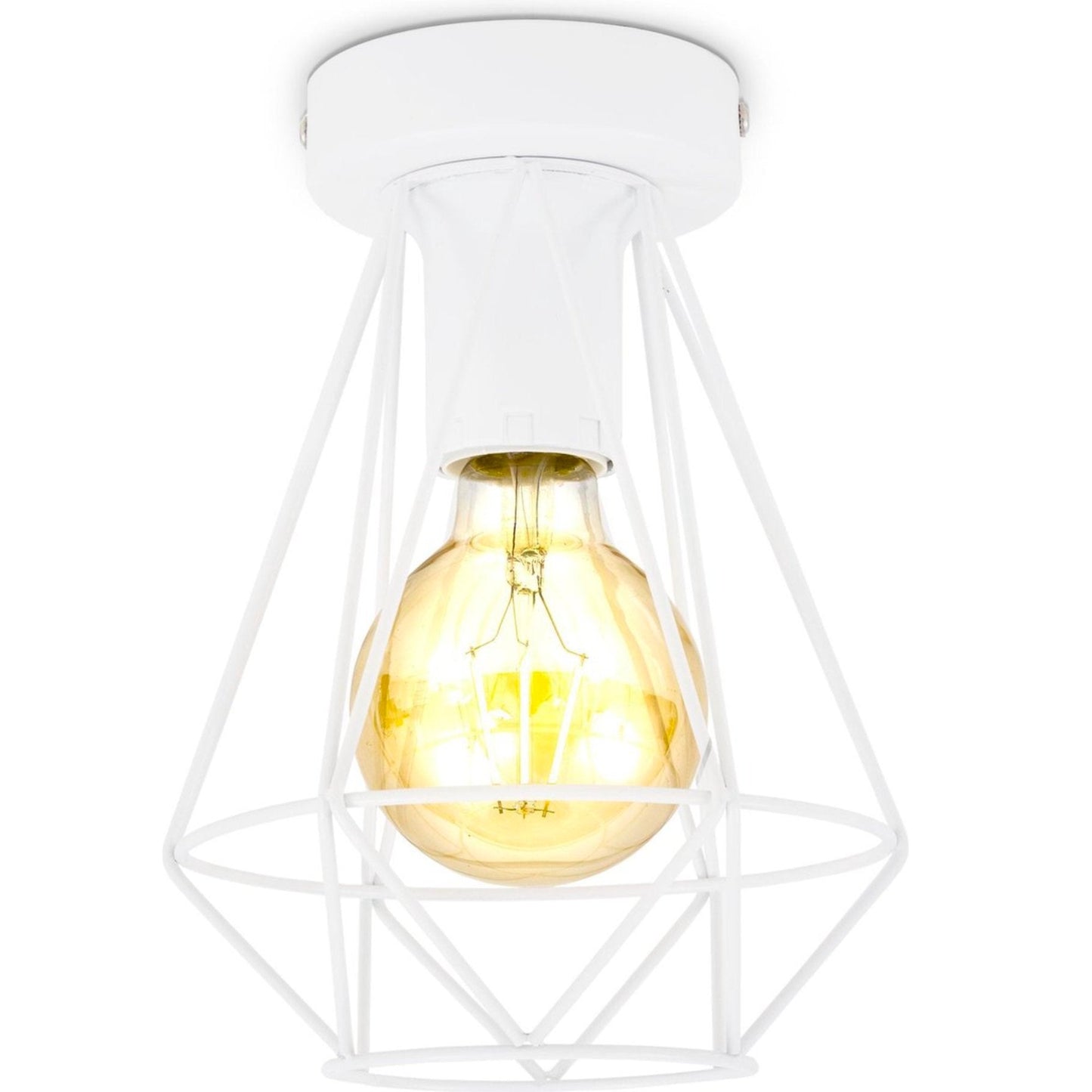 B.K.Licht - Decoratieve witte plafondlamp - Metaal - Industrieel - Draad - Ø16.5cm - Met E27 fitting - Excl. lichtbron