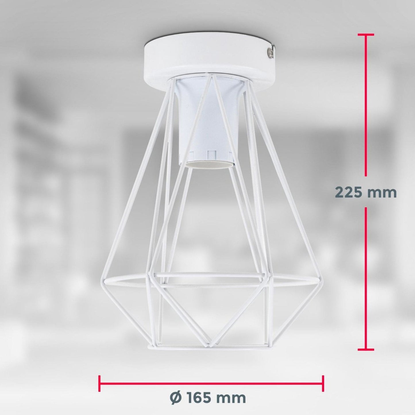 B.K.Licht - Decoratieve witte plafondlamp - Metaal - Industrieel - Draad - Ø16.5cm - Met E27 fitting - Excl. lichtbron
