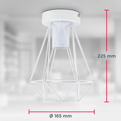 B.K.Licht - Decoratieve witte plafondlamp - Metaal - Industrieel - Draad - Ø16.5cm - Met E27 fitting - Excl. lichtbron