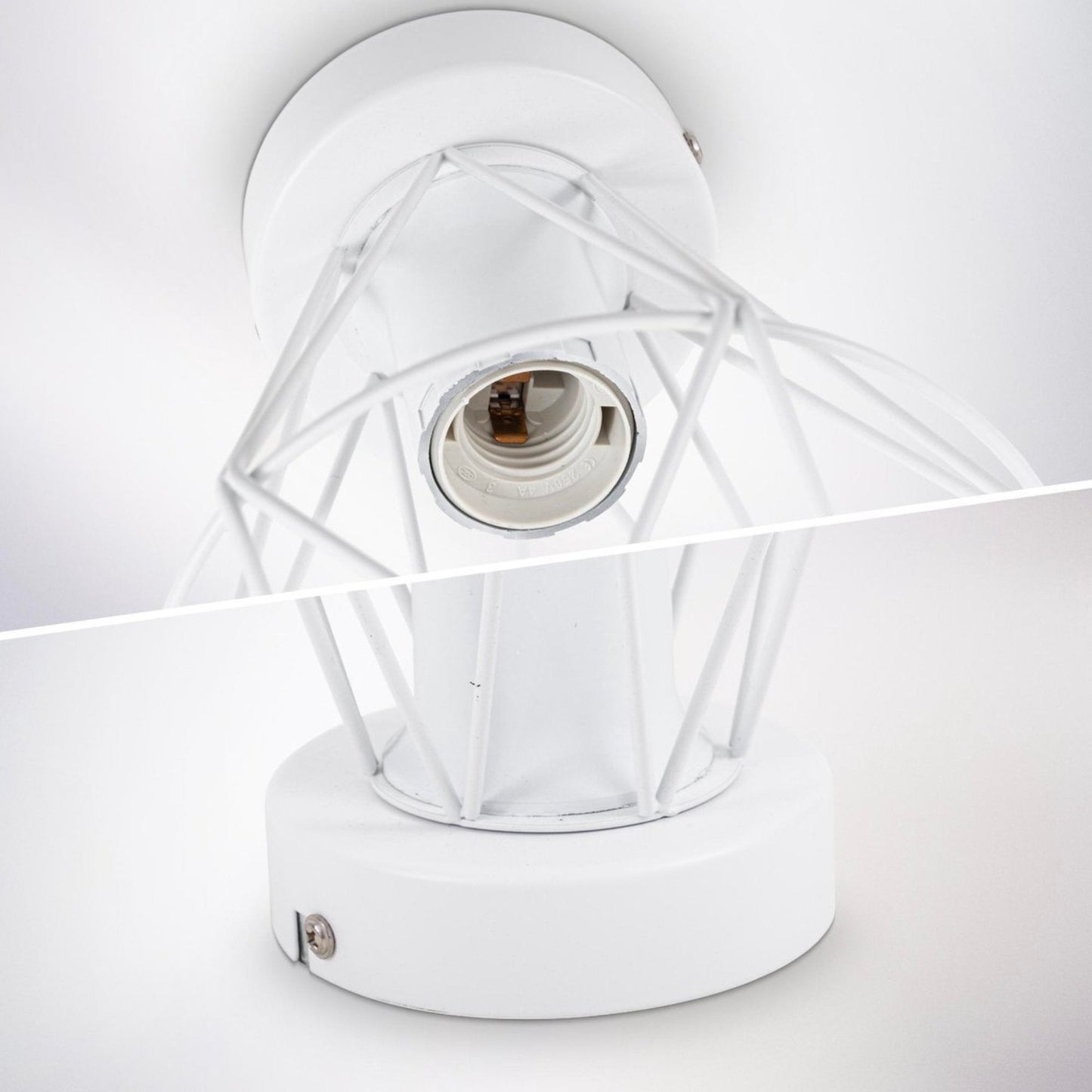 B.K.Licht - Decoratieve witte plafondlamp - Metaal - Industrieel - Draad - Ø16.5cm - Met E27 fitting - Excl. lichtbron