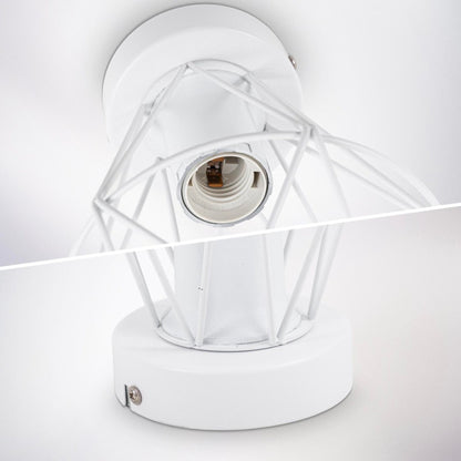 B.K.Licht - Decoratieve witte plafondlamp - Metaal - Industrieel - Draad - Ø16.5cm - Met E27 fitting - Excl. lichtbron