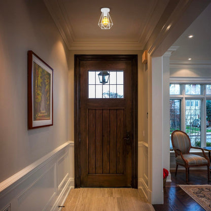 B.K.Licht - Decoratieve witte plafondlamp - Metaal - Industrieel - Draad - Ø16.5cm - Met E27 fitting - Excl. lichtbron