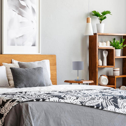 B.K.Licht - Grijze tafellamp - Metaal & stof - Met kap - Scandinavische bedlamp - Slaapkamer lamp - E27 fitting - Excl. lichtbron