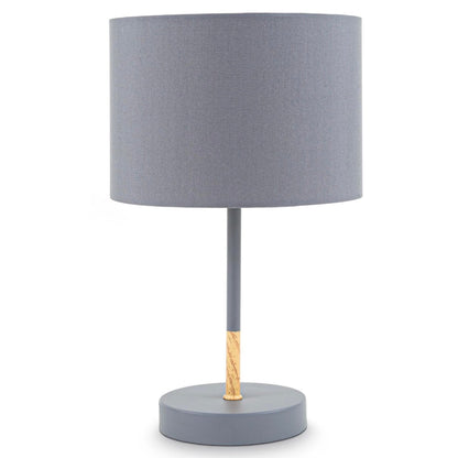 B.K.Licht - Grijze tafellamp - Metaal & stof - Met kap - Scandinavische bedlamp - Slaapkamer lamp - E27 fitting - Excl. lichtbron