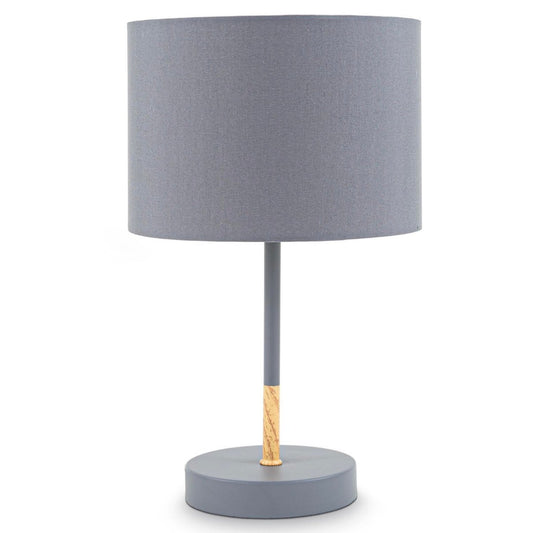B.K.Licht - Grijze tafellamp - Metaal & stof - Met kap - Scandinavische bedlamp - Slaapkamer lamp - E27 fitting - Excl. lichtbron