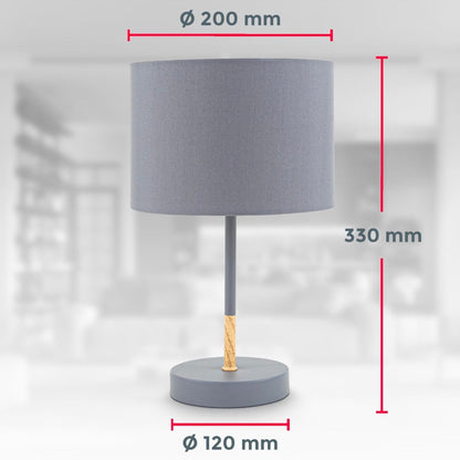 B.K.Licht - Grijze tafellamp - Metaal & stof - Met kap - Scandinavische bedlamp - Slaapkamer lamp - E27 fitting - Excl. lichtbron