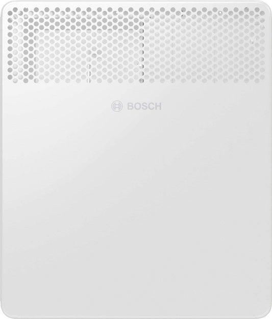 De witte Bosch luchtbehandelaar met perforatie en logo. Geschikt voor moderne kantoor- en woonruimtes, met minimalistisch ontwerp en zichtbare ventilatieopeningen.