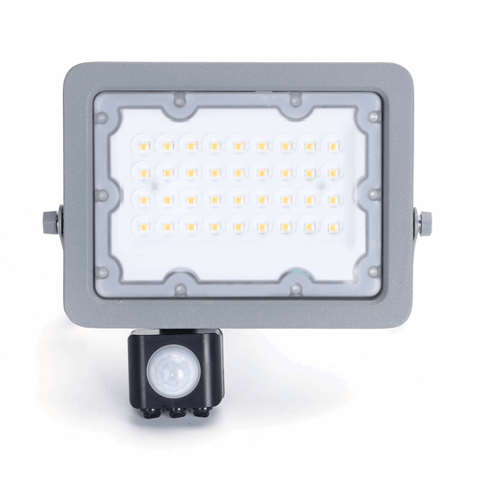 Comnox - Buitenlamp grijs 4000K – Heldere LED-verlichting voor extra veiligheid – 30W energiezuinig – IP65 waterdicht – buitenlamp – grijs
