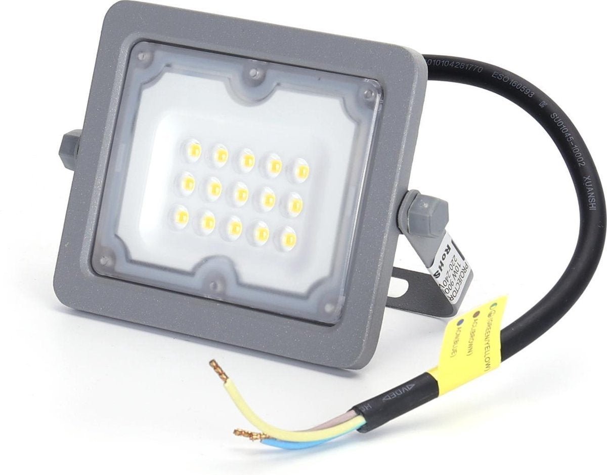 LED bouwlamp koelwit 4000K - 10W - IP65 waterdicht - grijs