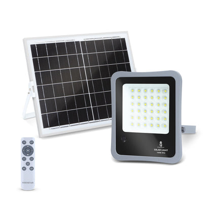 Zonnepanelenverlichting met 100W LED, IP65 waterdicht, inclusief afstandsbediening. Geschikt voor tuinverlichting en buitenverlichting.