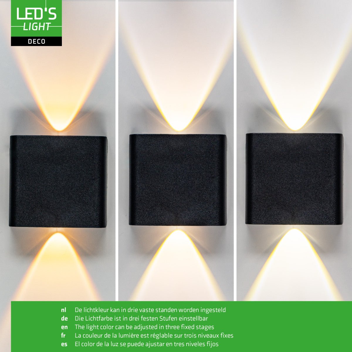 Buitenlamp met Lichtbron - Wandarmatuur - 170lm 2000K/2700K/4000K - Zwart - IP65