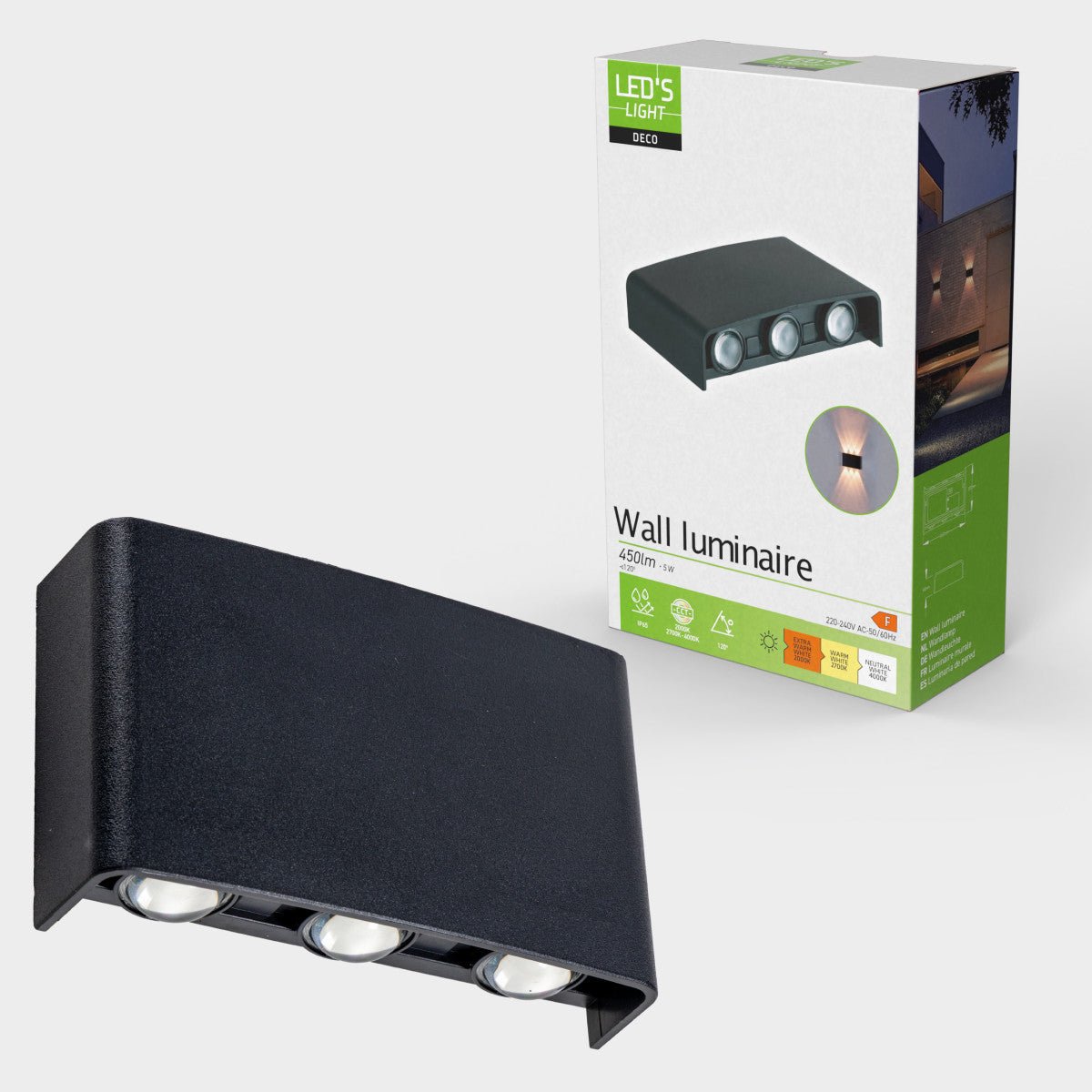Comnox - LED'S LIGHT DECO - Moderne Buitenwandlamp met Instelbare Lichtkleur - Zwart IP65