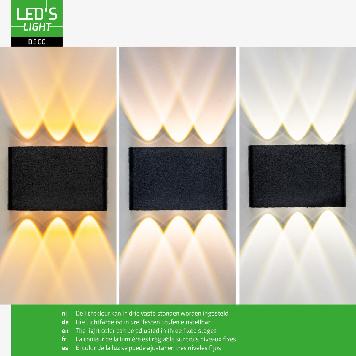 Buitenlamp met Lichtbron - Wandarmatuur - 450lm 2000K/2700K/4000K - Zwart - IP65